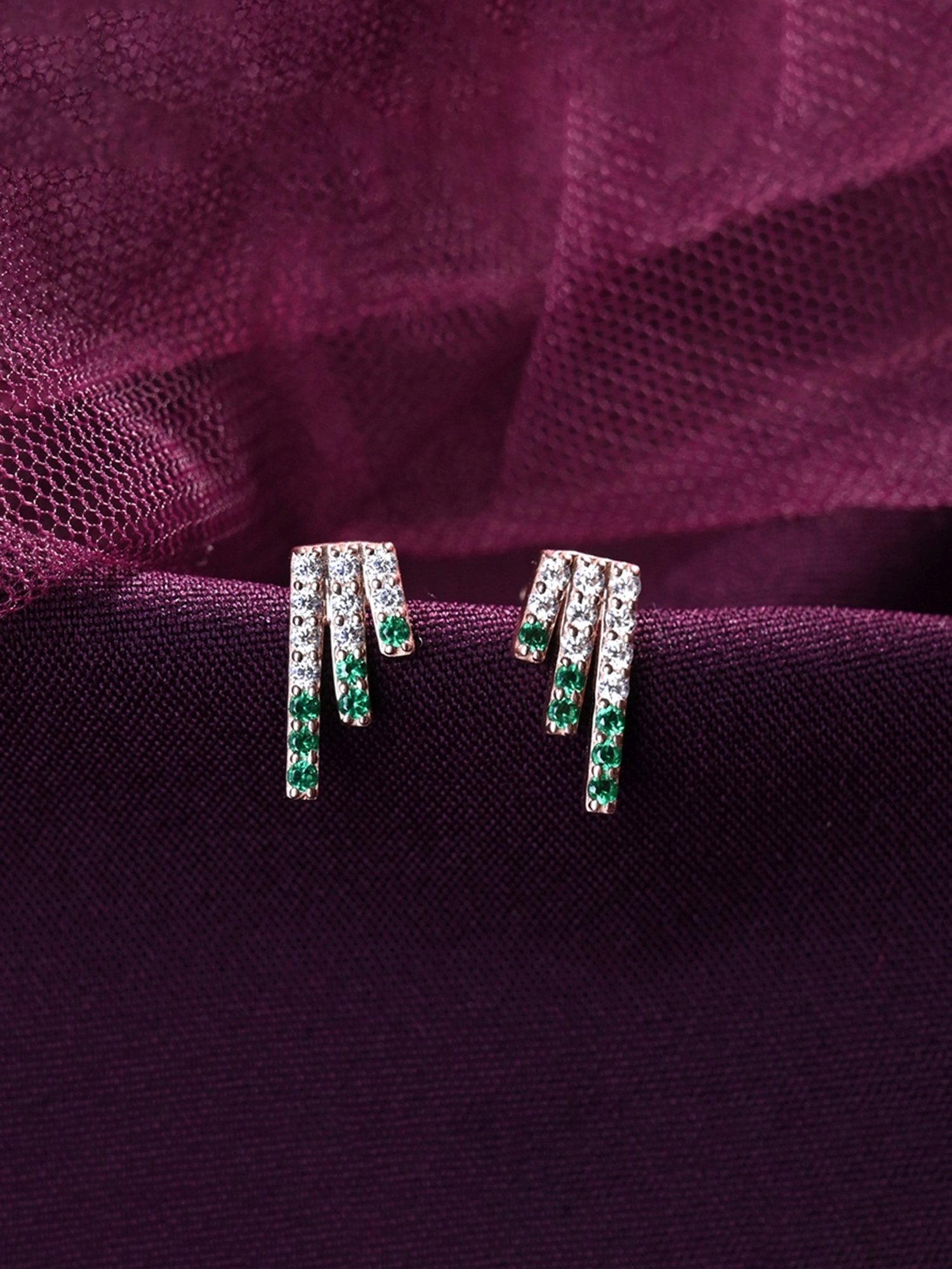 Clara 925 Silver Rose Gold-Plated Swiss Zirconia Blanca Stud Earrings