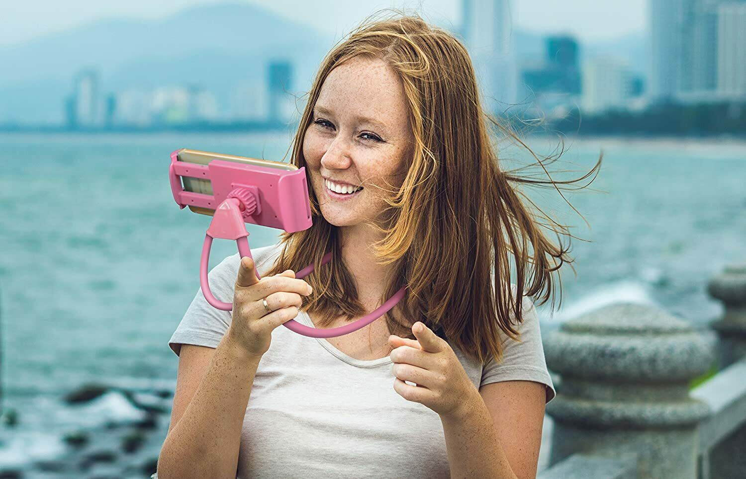 Aduro Lounger Cell Phone Mount Holder for Neck, Universal Smartphone Lazy Stand