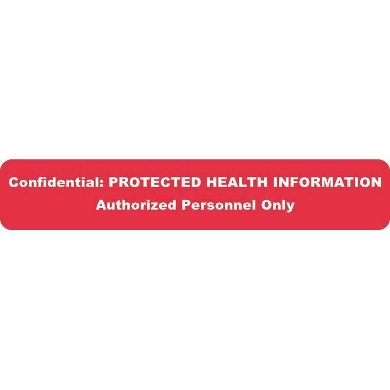 HIPAA Labels, Confidential: PROTECTED HEALTH INFORMATION Authorized Personnel Only , Red, 5-1/2" x 1" (Roll of 100)
