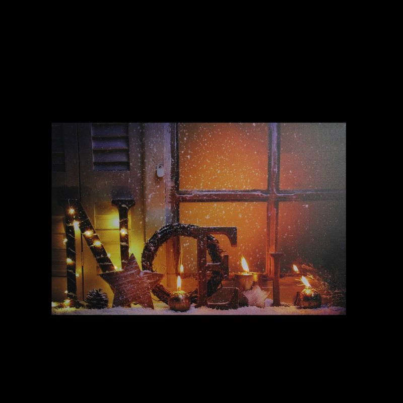 Northlight LED Lighted Noel and Flickering Candles Christmas Canvas Wall Art 12" x 15.75"