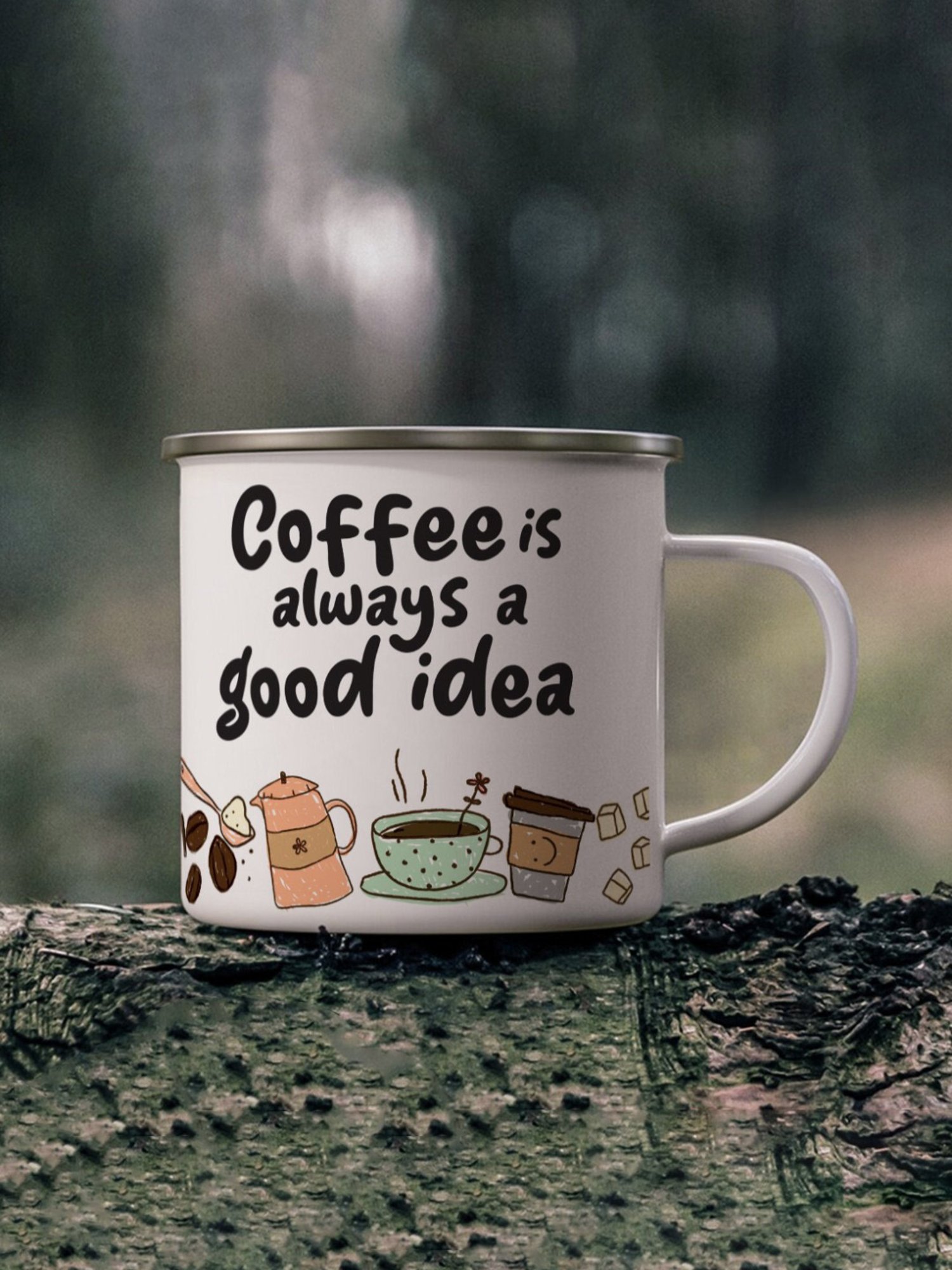 Gathari Enamel White Stainless Steel Coffee Mug