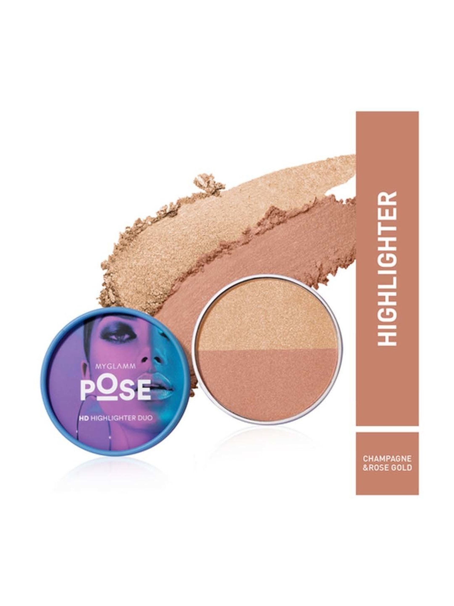MyGlamm Pose Hd Highlighter Duo Champagne & Rose Gold - 9 gm