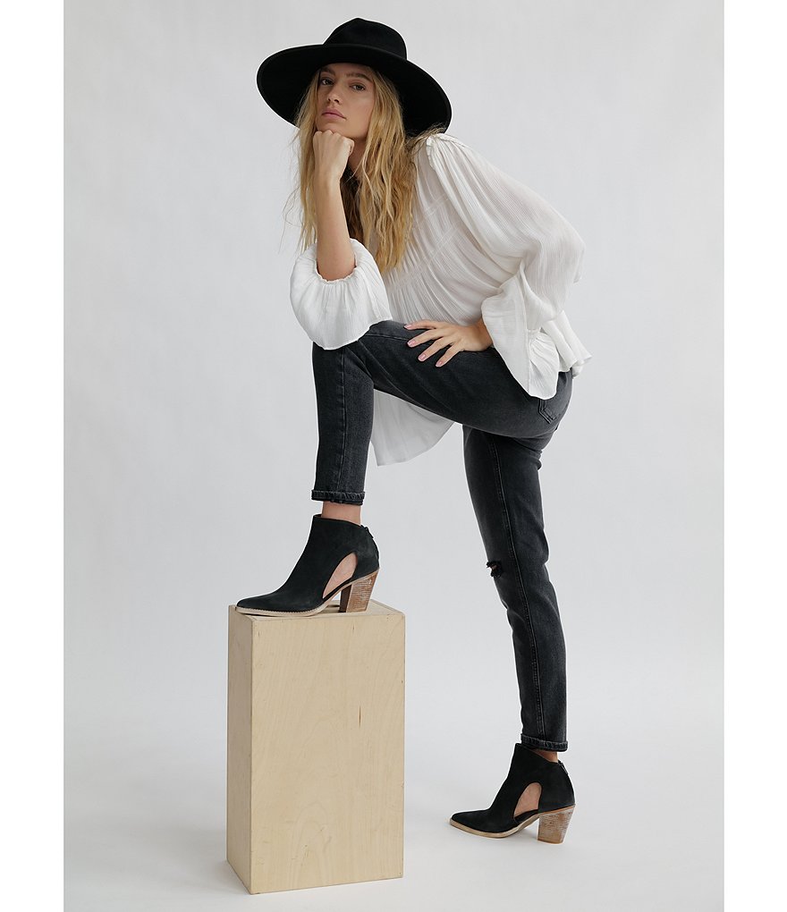 Free People Wilder Leather Side Cutout Booties