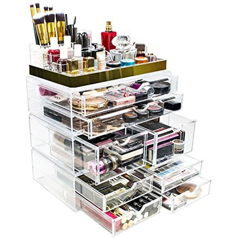 Sorbus Makeup Storage Organizer - X-Large - Set 2 -  Silver