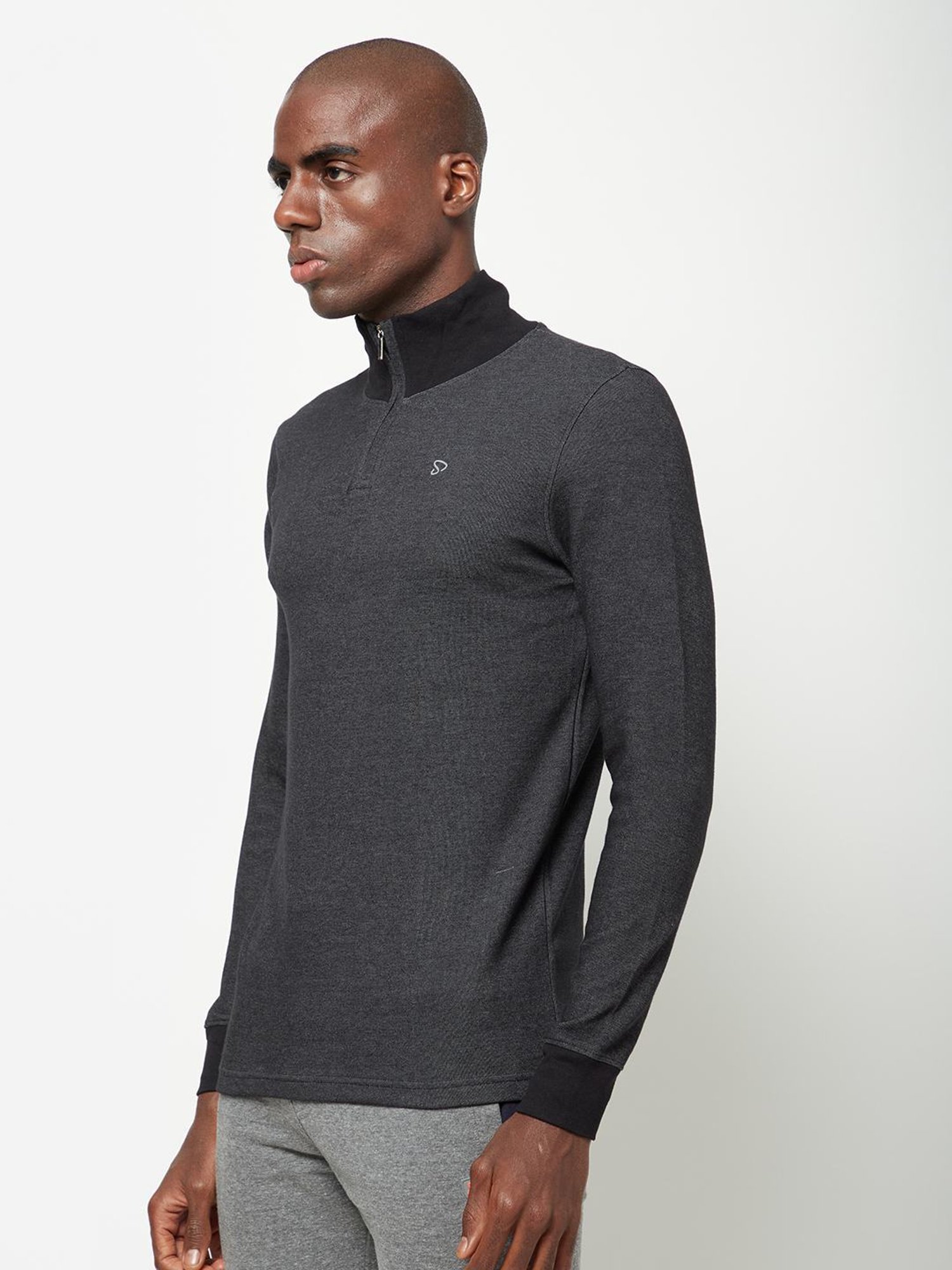 Sporto Black Denim Slim Fit T-Shirt