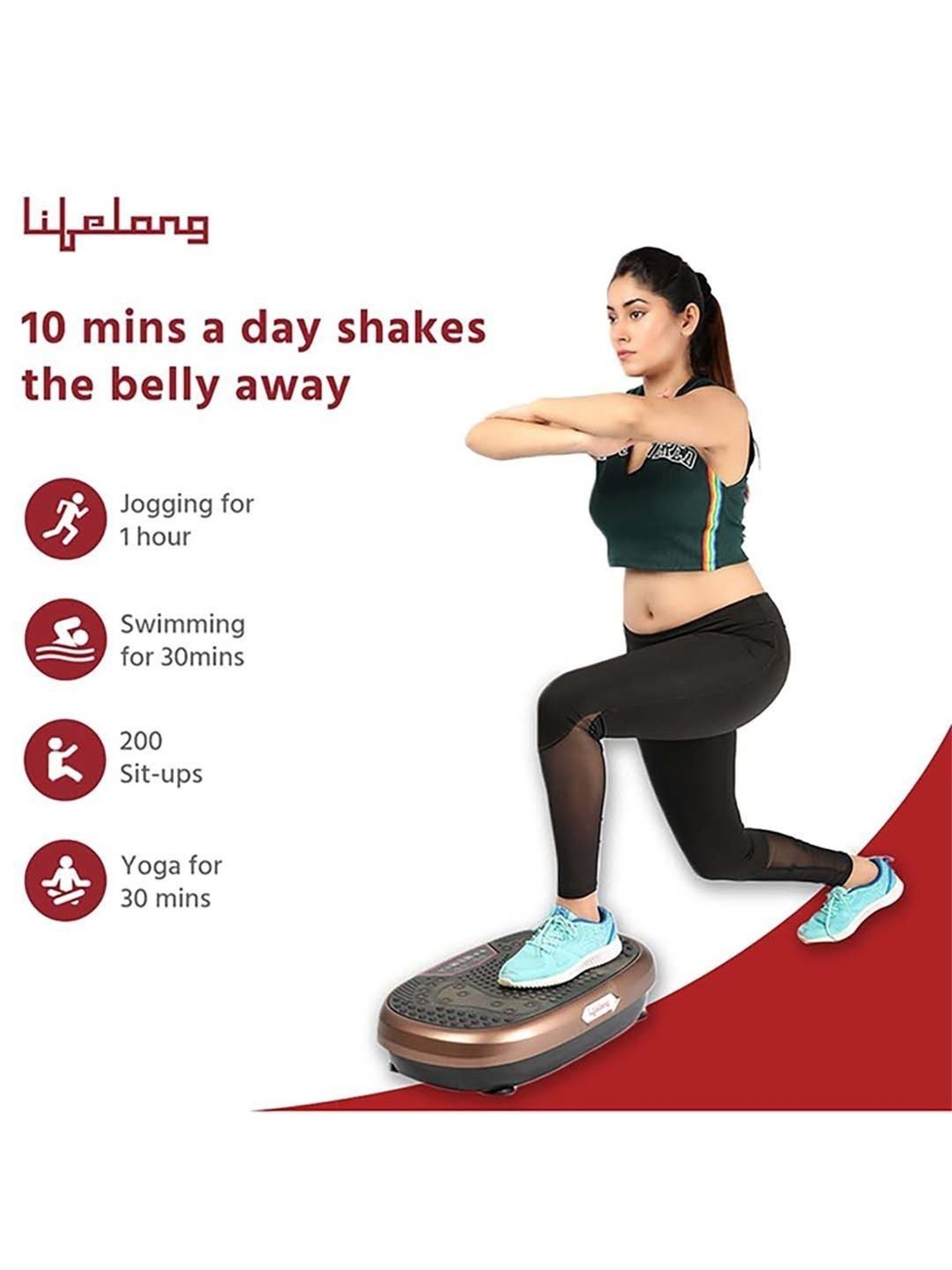 Lifelong LLM234 Crazyfit Vibration Plate Massager Machine for Full Body Workout (Brown)