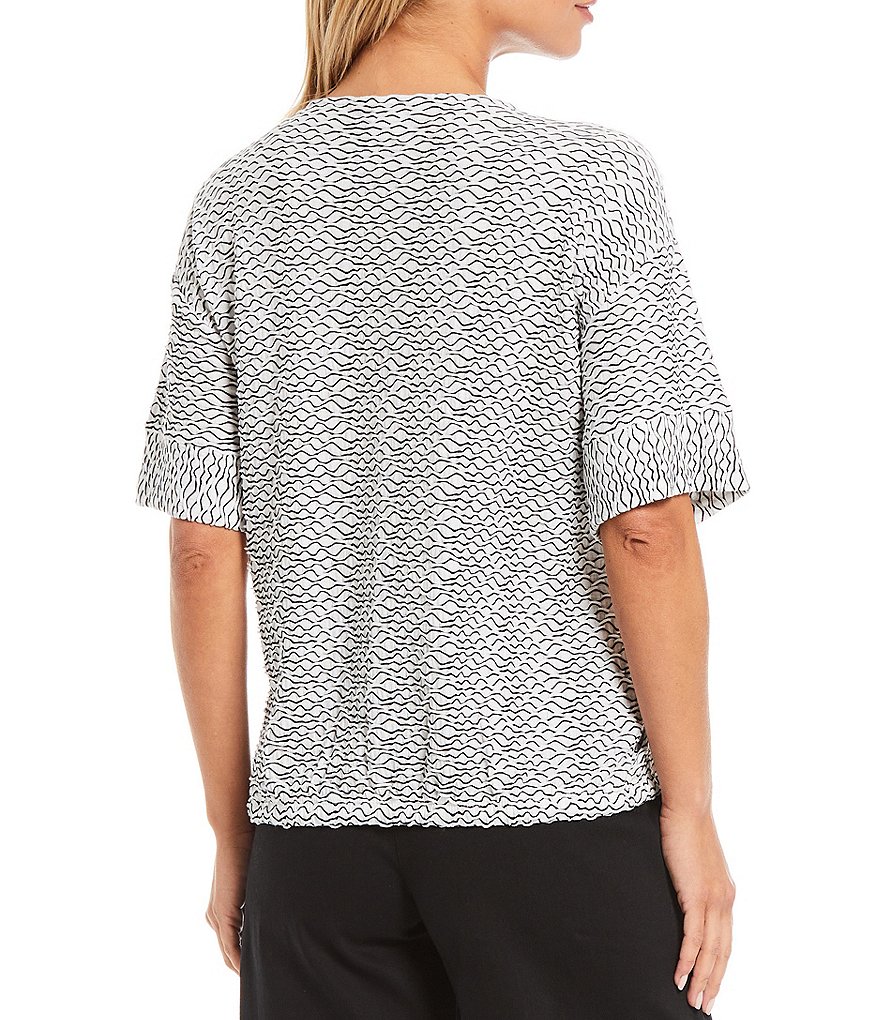 Ali Miles Petite Size Open Mesh Two Button Front 3/4 Sleeve Jacket