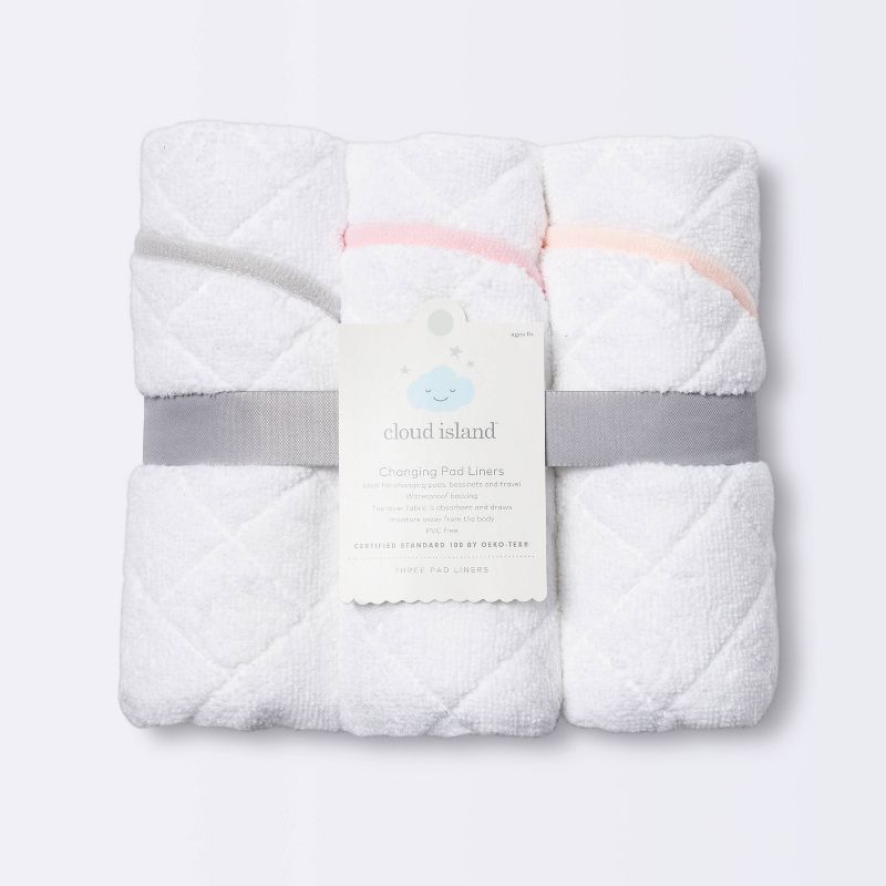 Changing Pad Liner White with Pink Edge - Cloud Island™ 3pk