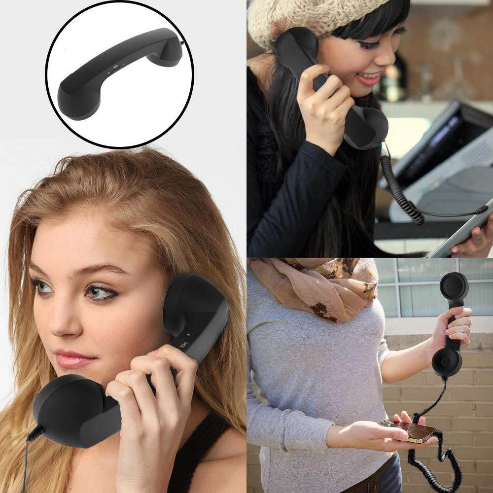 Koicaxy Cell Phone Handset,Retro Telephone Handset Anti Radiation Receivers 3.5MM for iPhone iPad,Mobile Phones,Computer Black