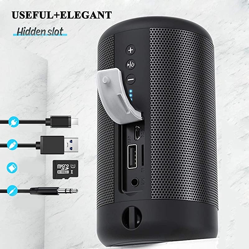 Portable Bluetooth Speaker IP65 Waterproof Powerbank Bluetooth Wireless Speaker Mini Stereo Bass Speaker Black