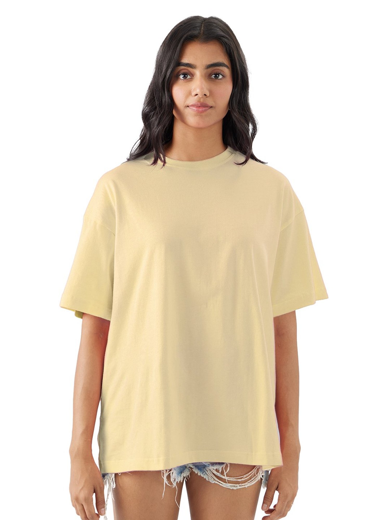 The Souled Store Off White Relaxed Fit Oversized T-Shirt