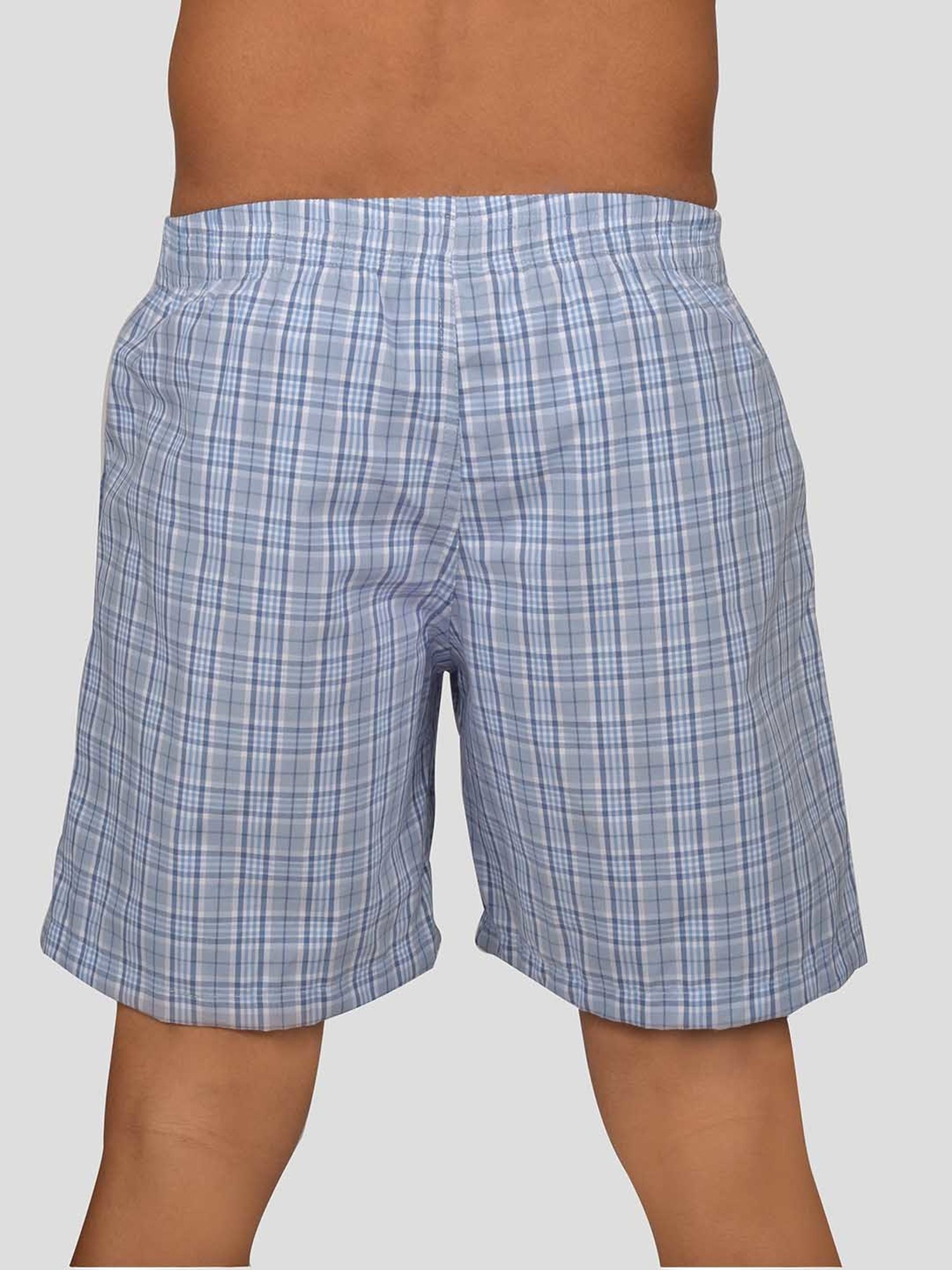 VIP Sky Blue Relaxed Fit Check Boxers - Pack of 2