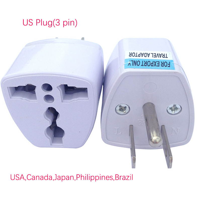 US to UK/EU/AU plug adapter 3pin-White