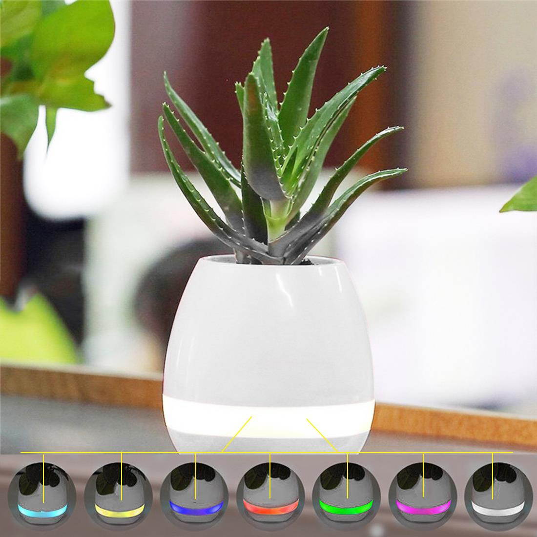 Flowerpot Bluetooth Speaker Night Light Smart Music Touch Control Wireless Speaker