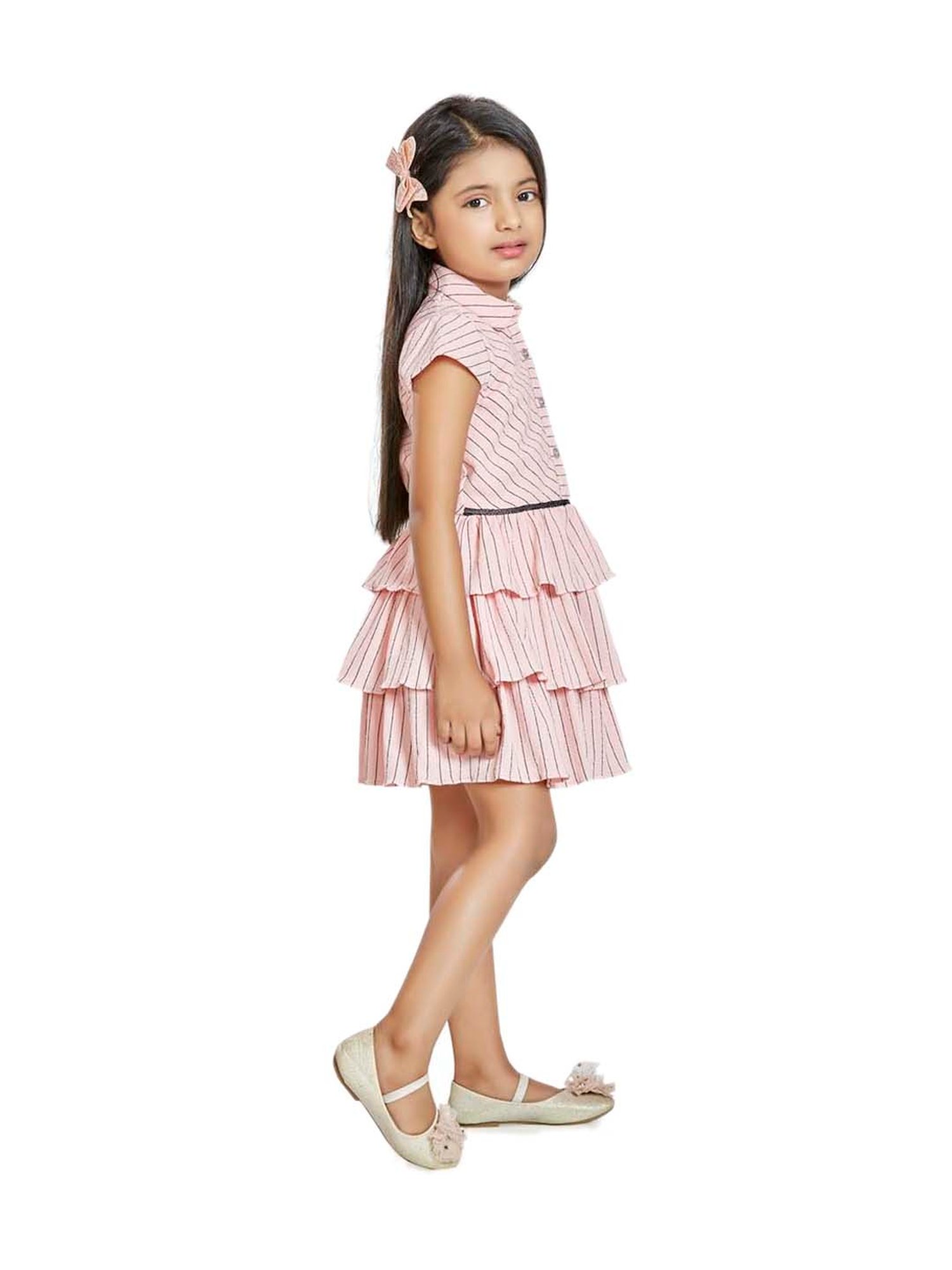 Peppermint Kids Peach Striped Dress