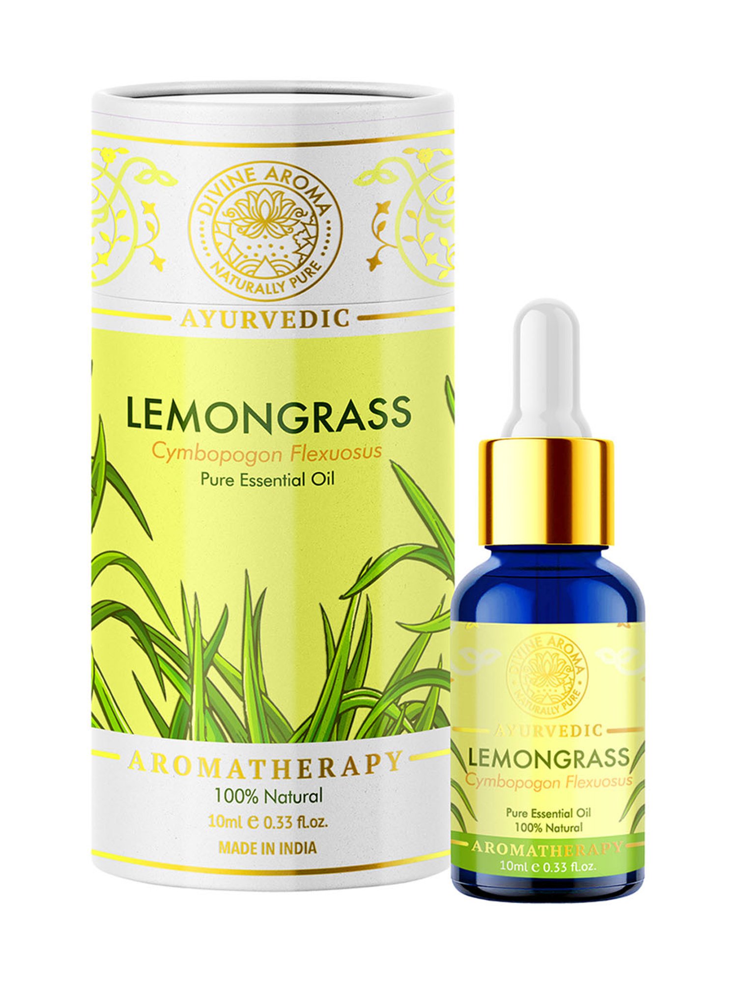 Divine Aroma Lemongrass Essential Oil - 10 ml