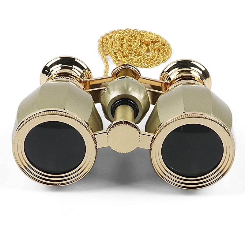 4X30 Vintage Opera Glasses Binoculars for Theater Musical Concert (Black, with Chain)