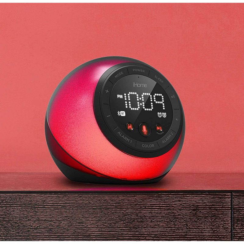 iHome iBT297 Bluetooth Alarm Clock Radio and Color Changing Wireless Speaker with USB Charging Port for Mobile Devices, Voice Controls, and Wireless Streaming