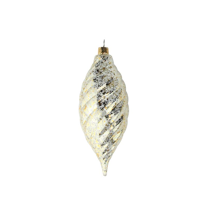 Barcana 3ct Clear and Gold Spiral Shatterproof Finial Christmas Ornaments 5.25"