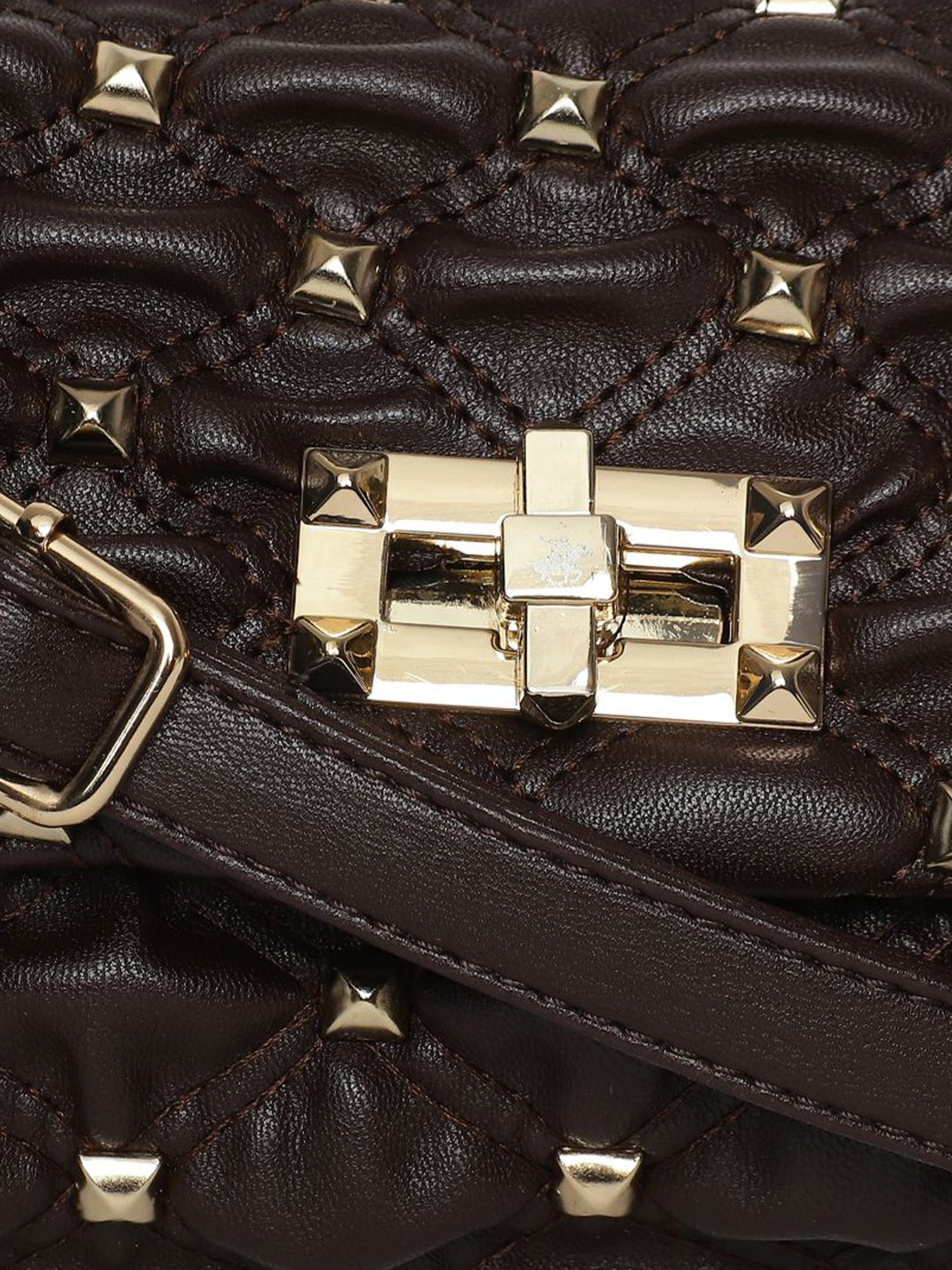 Beverly Hills Polo Club Brown Studded Medium Cross Body Bag