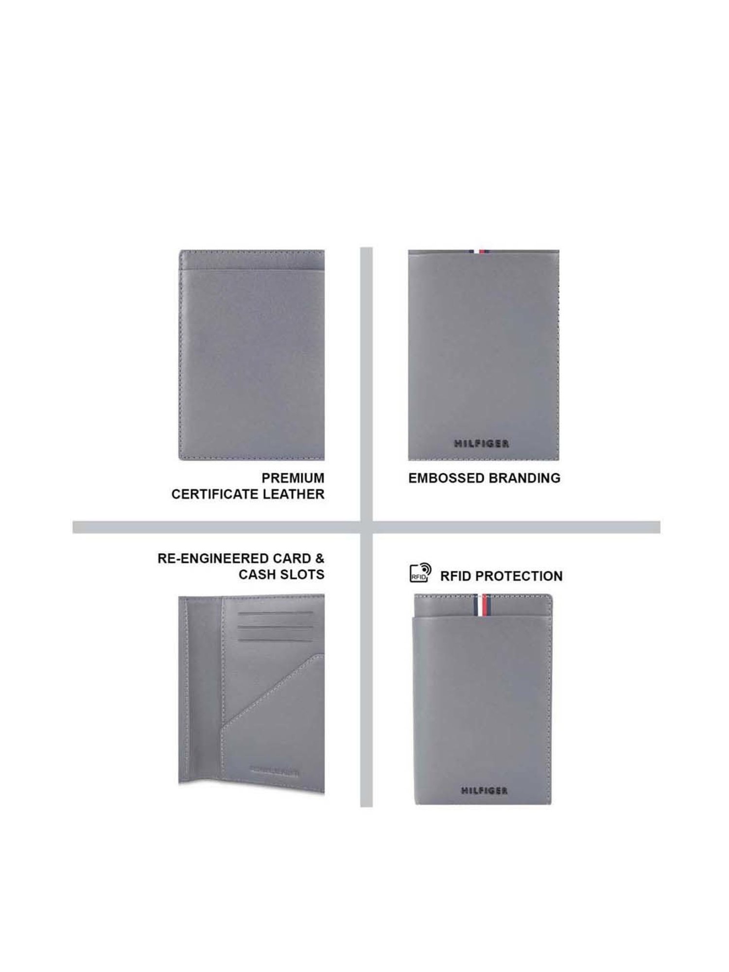 Tommy Hilfiger Drammen Grey Formal Leather Bi-Fold Wallet for Men