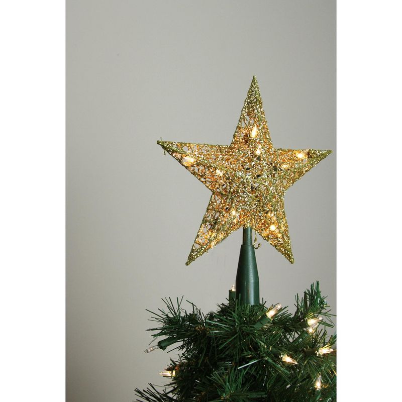 J. Hofert Co 9.5" Lighted Clear Constant Wide Angle 5 Point Star Christmas Tree Topper - Multicolor LED lights