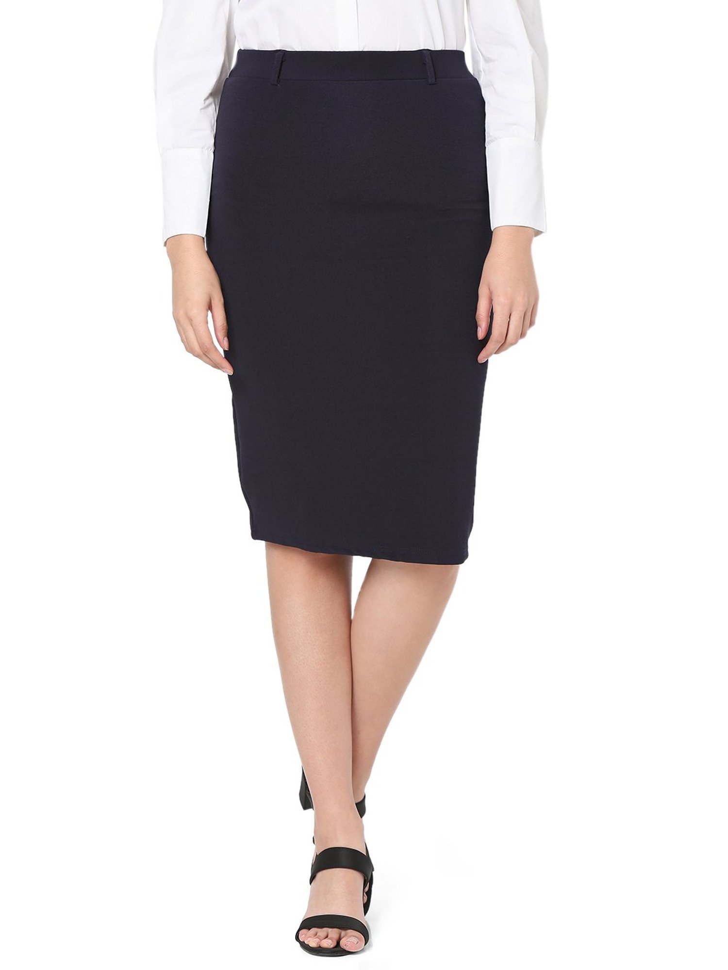 Smarty Pants Navy Cotton Above Knee Skirt