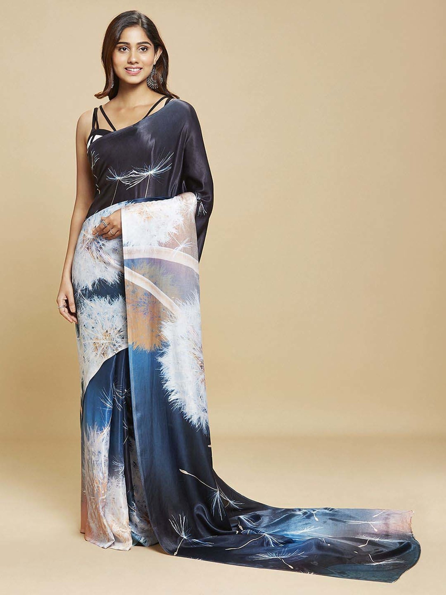 Unnati Silks Red Silk Printed Saree With Unstitched Blouse