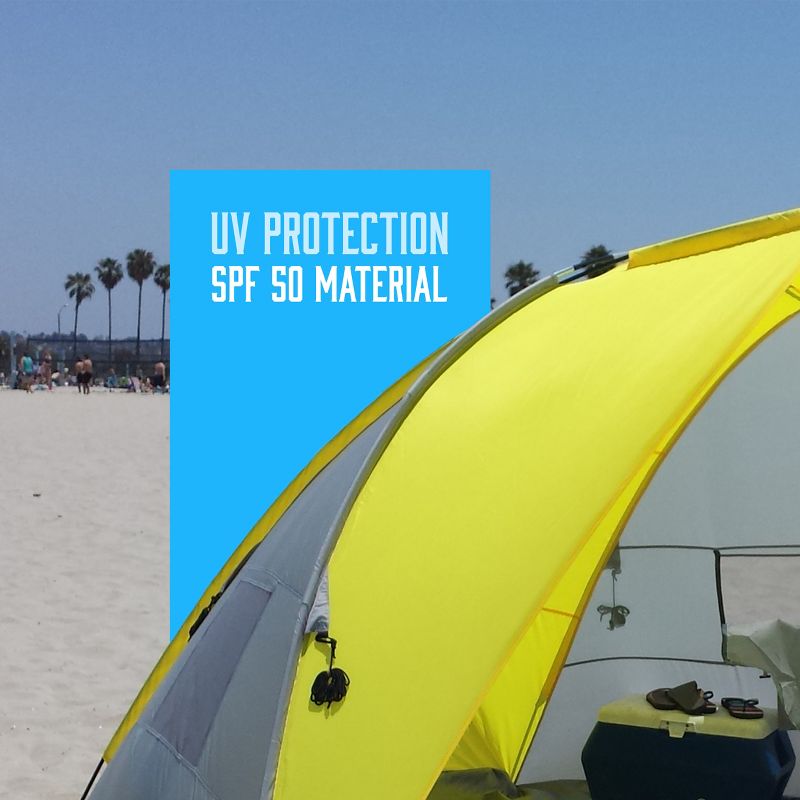 PahaQue Shadow Mountain Instant Cabana, Pop Up Family Sun Shelter, Quick Pitch Beach Shade Tent, Yellow/Grey