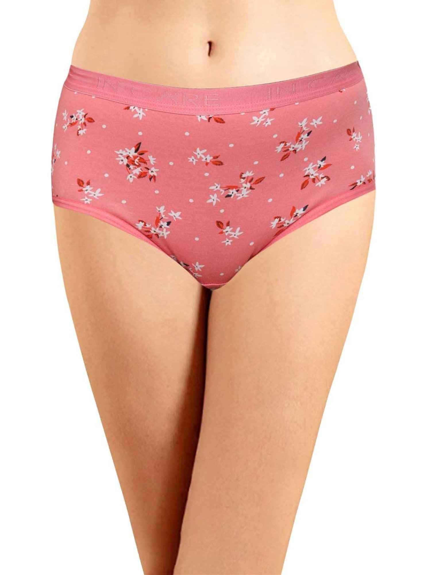 IN CARE Pink & Green Cotton Printed Hipster Panties - Pack Of 3