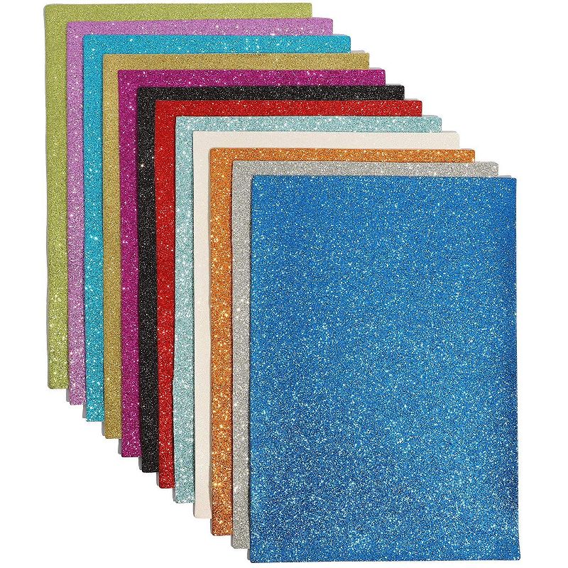 Leather Fabric Sheets with Glitter for DIY Crafts (9x13 in, 24-Pack)