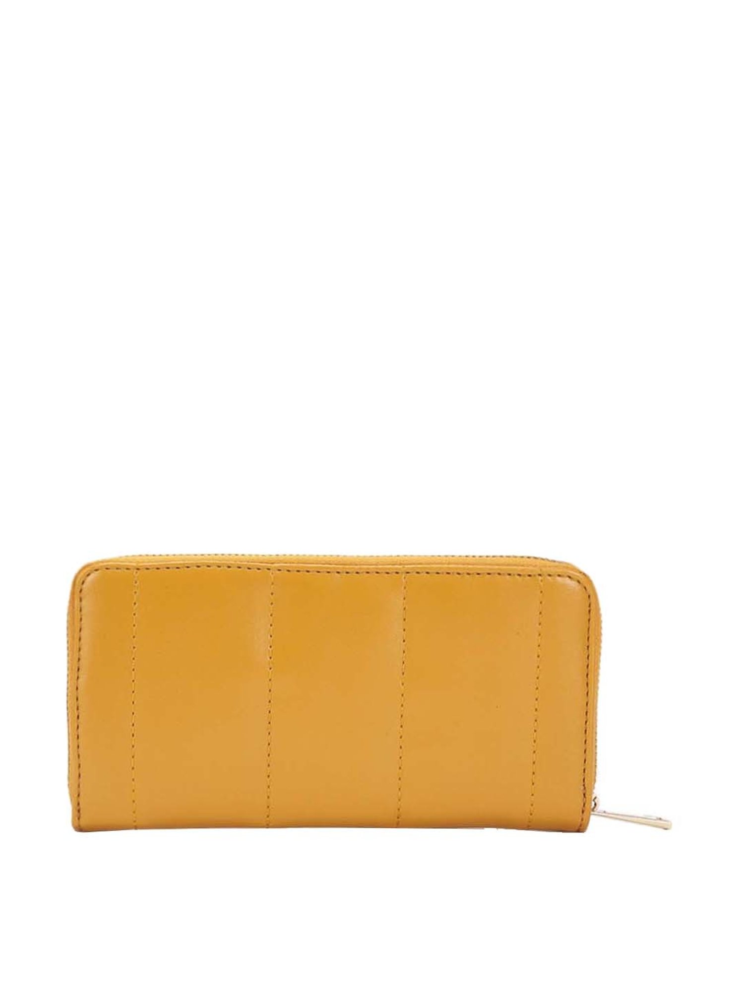KLEIO Mustard Quilted Zip Around Wallet for Women