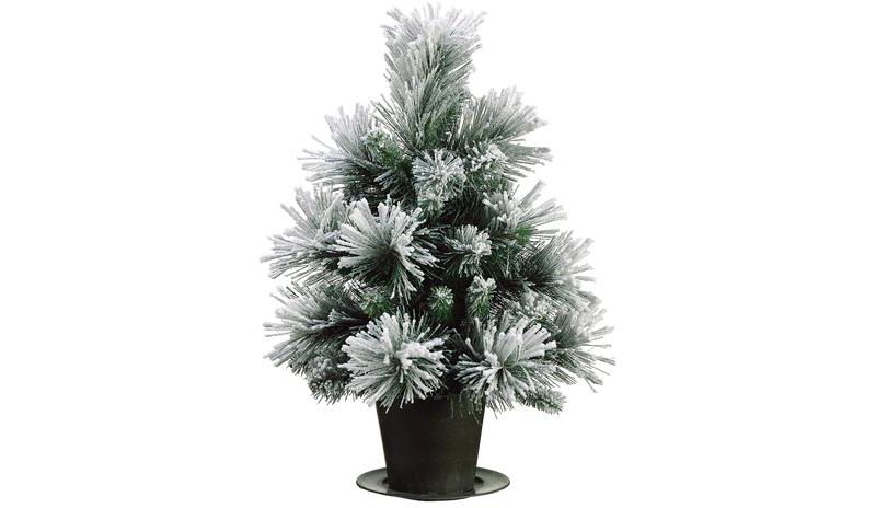 Allstate Floral 2.3' Unlit Potted Snowy Flocked Mixed Pine Artificial Christmas Tree