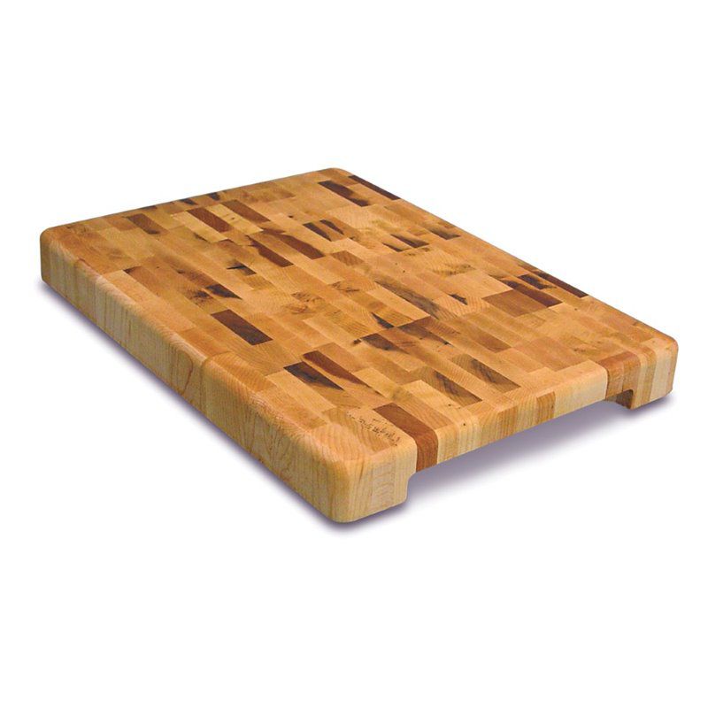 Wood Contemporary End Grain Cutting Board in Birch Brown-Pemberly Row