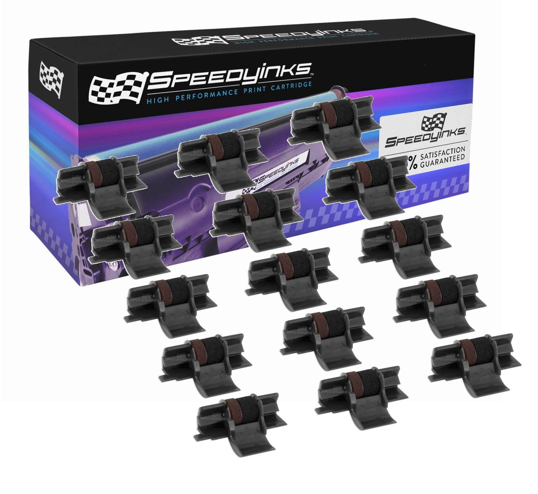 Speedy Inks - 15PK Compatible Casio Black and Red Ink Roller IR-40 CP-13