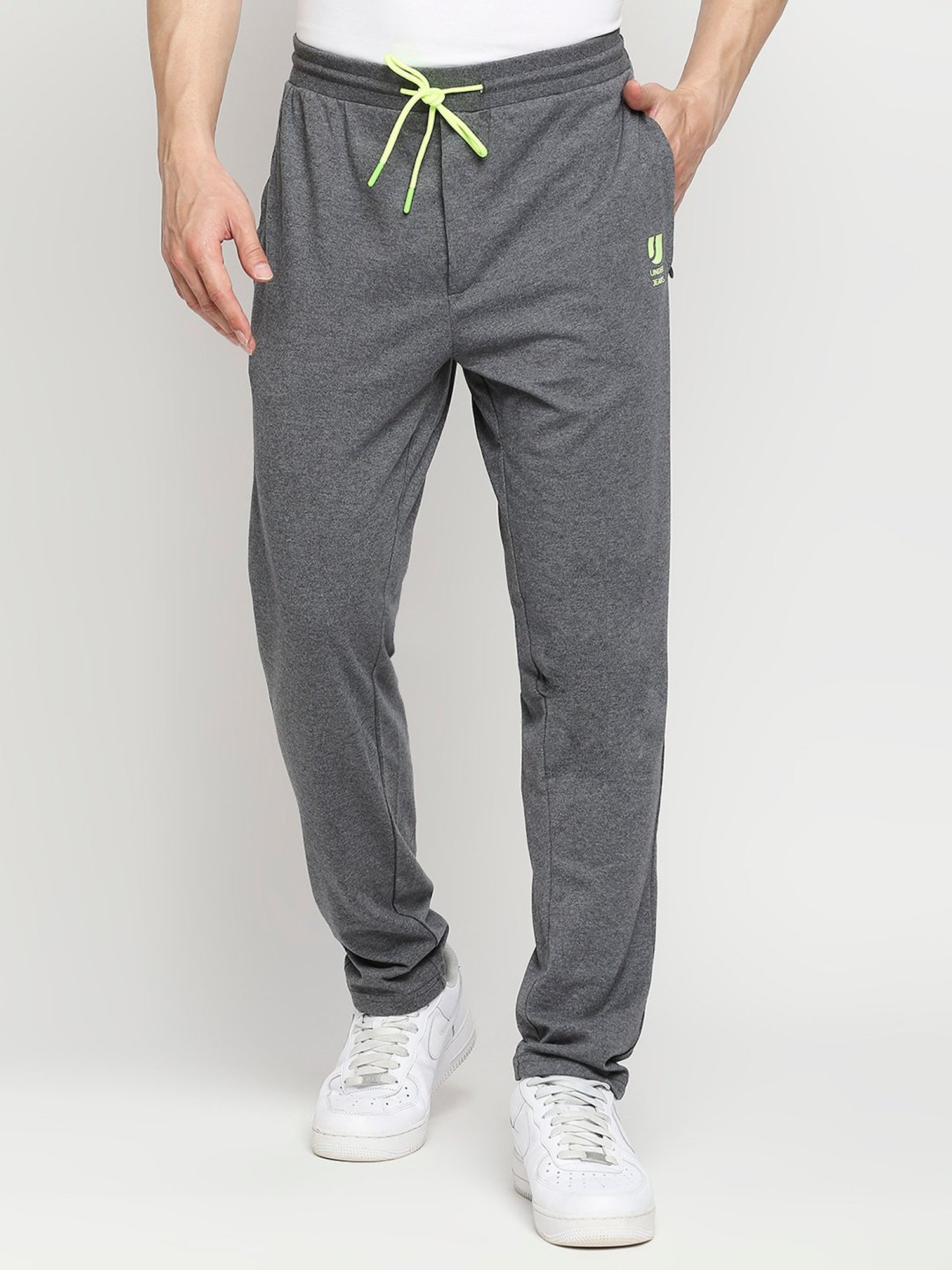 UnderJeans by Spykar Grey Cotton Regular Fit Trackpants