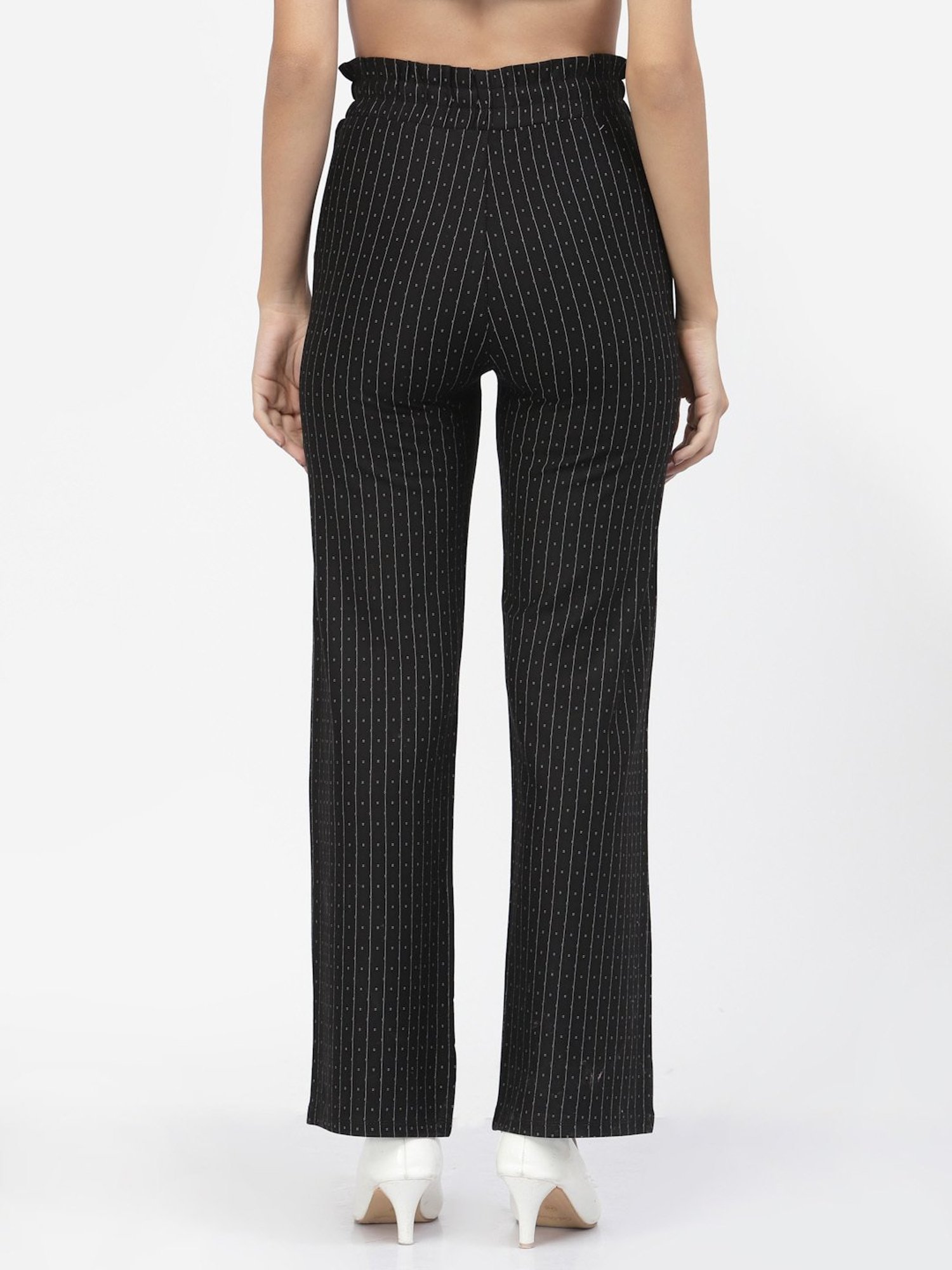 Westwood Black Cotton Striped Pants