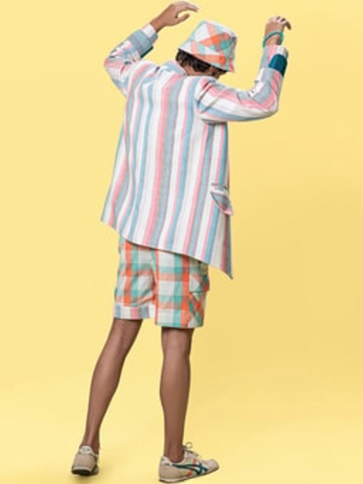 Anushe Pirani Orange Of Myriad Minds Checks Shorts