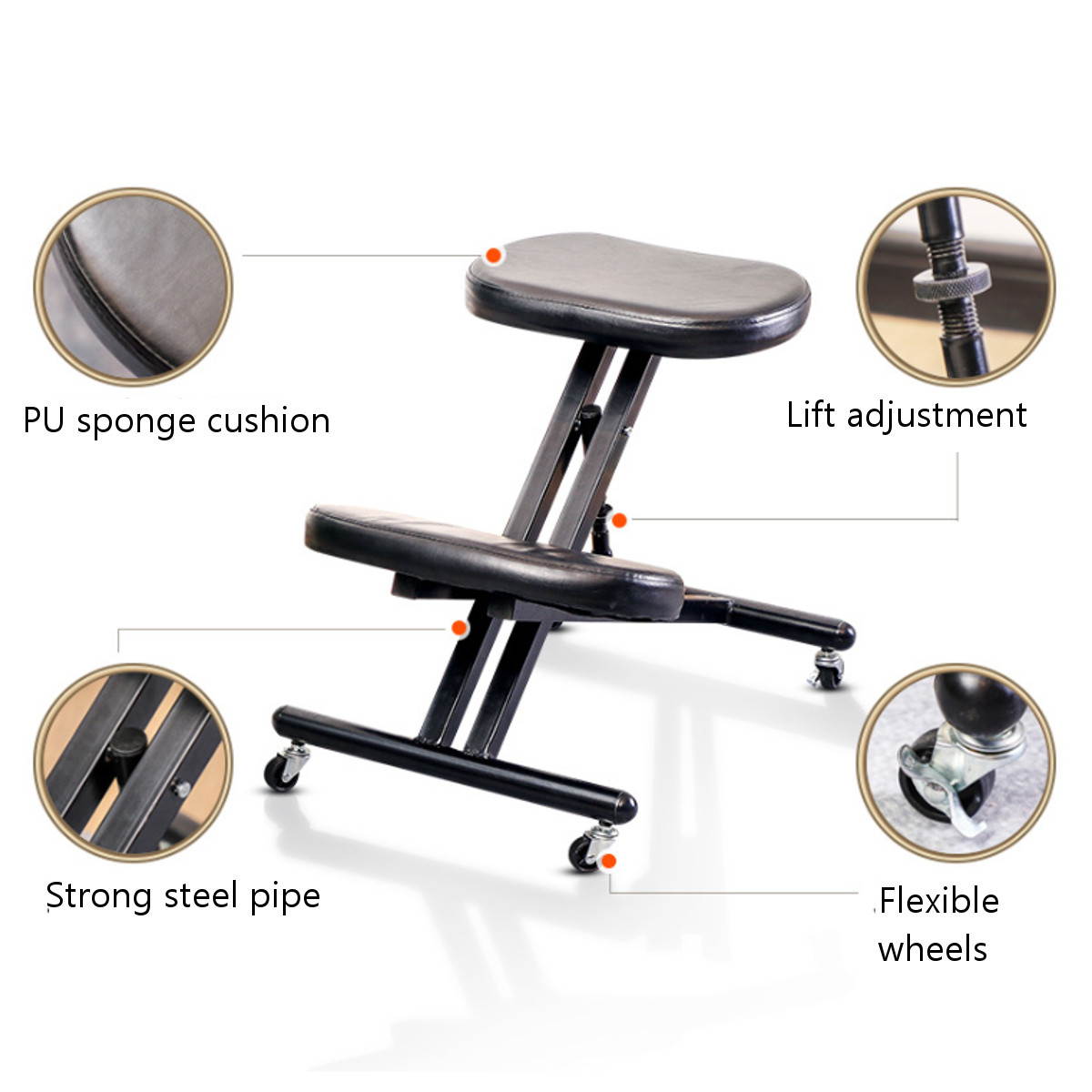 Ergonomic Kneeling Chair Adjustable Stool Beautify Hips Backbone Comfortable