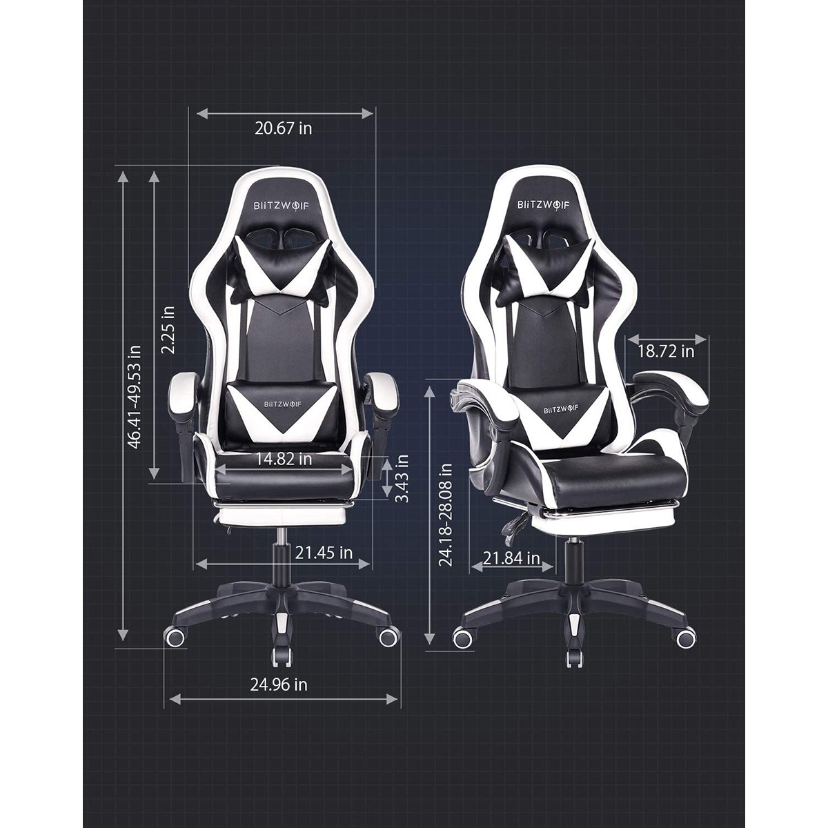 Gaming Office Ergonomic Computer Chair 150&deg;Reclining With Footrest