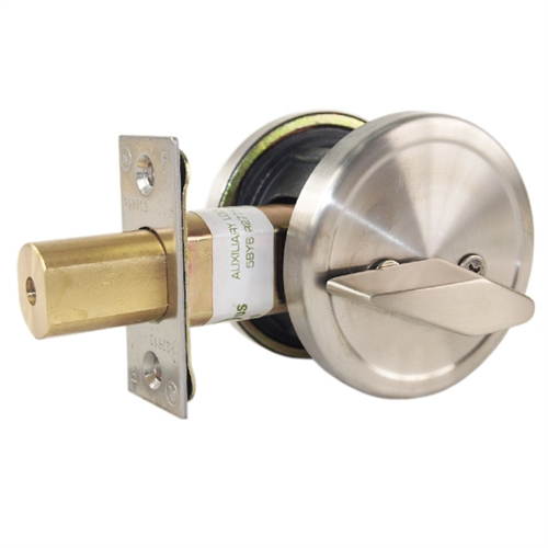 Mul-T-Lock Junior - Brushed Stainless Steel US32D Finish Single Cylinder Cronus Deadbolt Adj Backset Grade 2, HIGH SECURITY, 008 KEYWAY