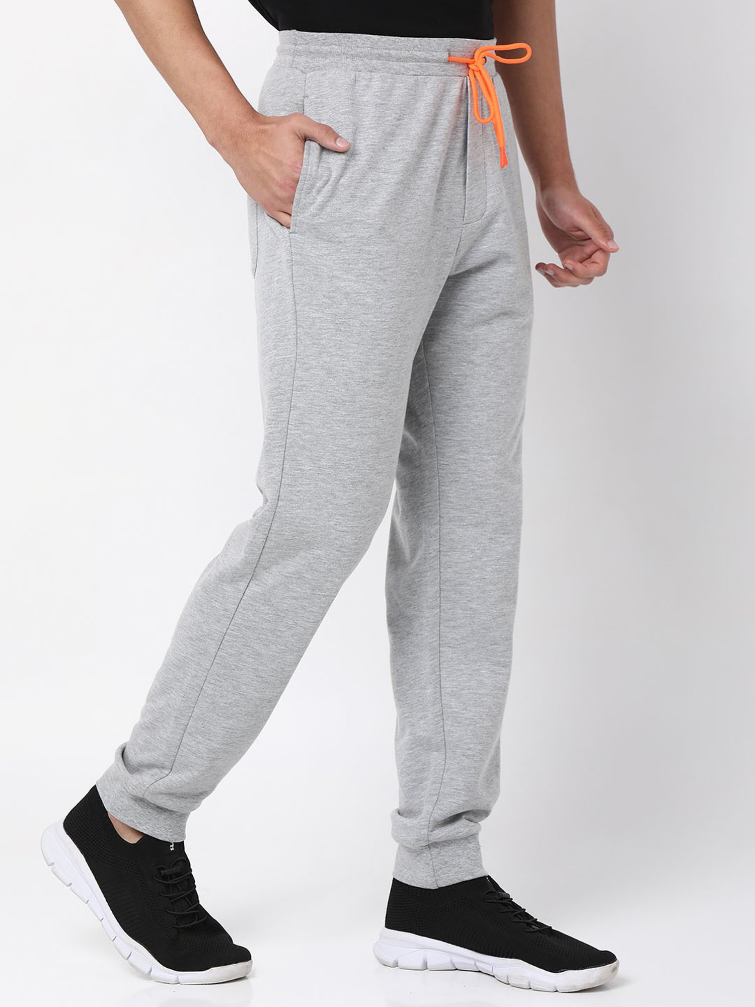 UnderJeans by Spykar Grey Cotton Regular Fit Joggers