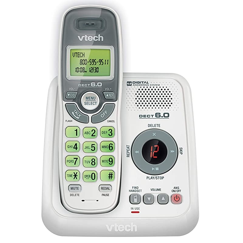 CS6124 DECT 60 Cordless Phone with Answering System and Caller IDCall Waiting White with 1 Handset
