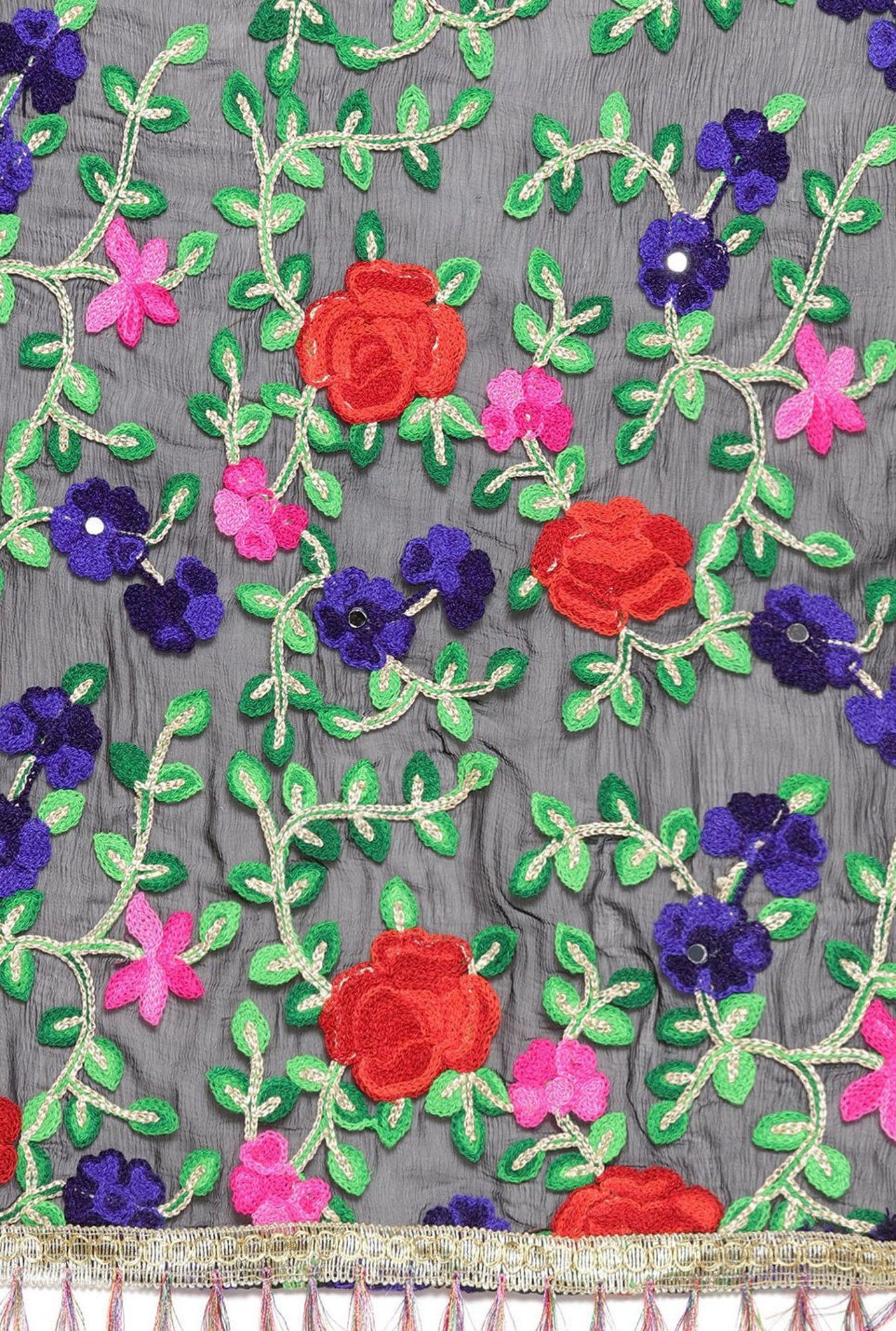 Chhabra 555 Black Embellished Unstitched Dress Material With Dupatta