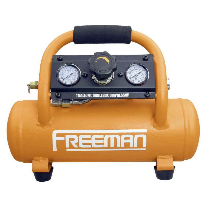 Freeman PE1GCCK 20V MAX 1/3 HP 1 Gallon Hot Dog Air Compressor and Nailer/Stapler Kit w/ Hose, Accessory, and Fasteners Set (4 Ah)