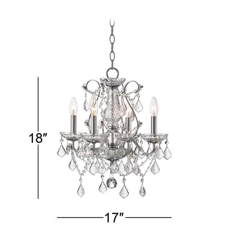 Vienna Full Spectrum Chrome Chandelier 17" Wide Clear Crystal 4-Light Fixture for Dining Room House Foyer Kitchen Island Entryway