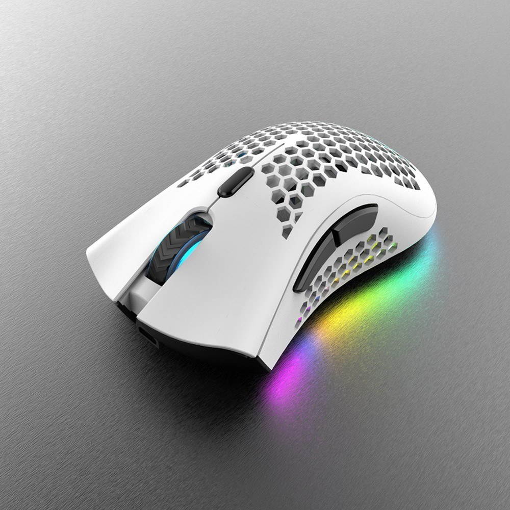 2.4G Wireless Gaming Mouse Rechargeable Mouse with RGB Light Effect 3 Adjustable DPI Hollowed-out Honeycomb Design