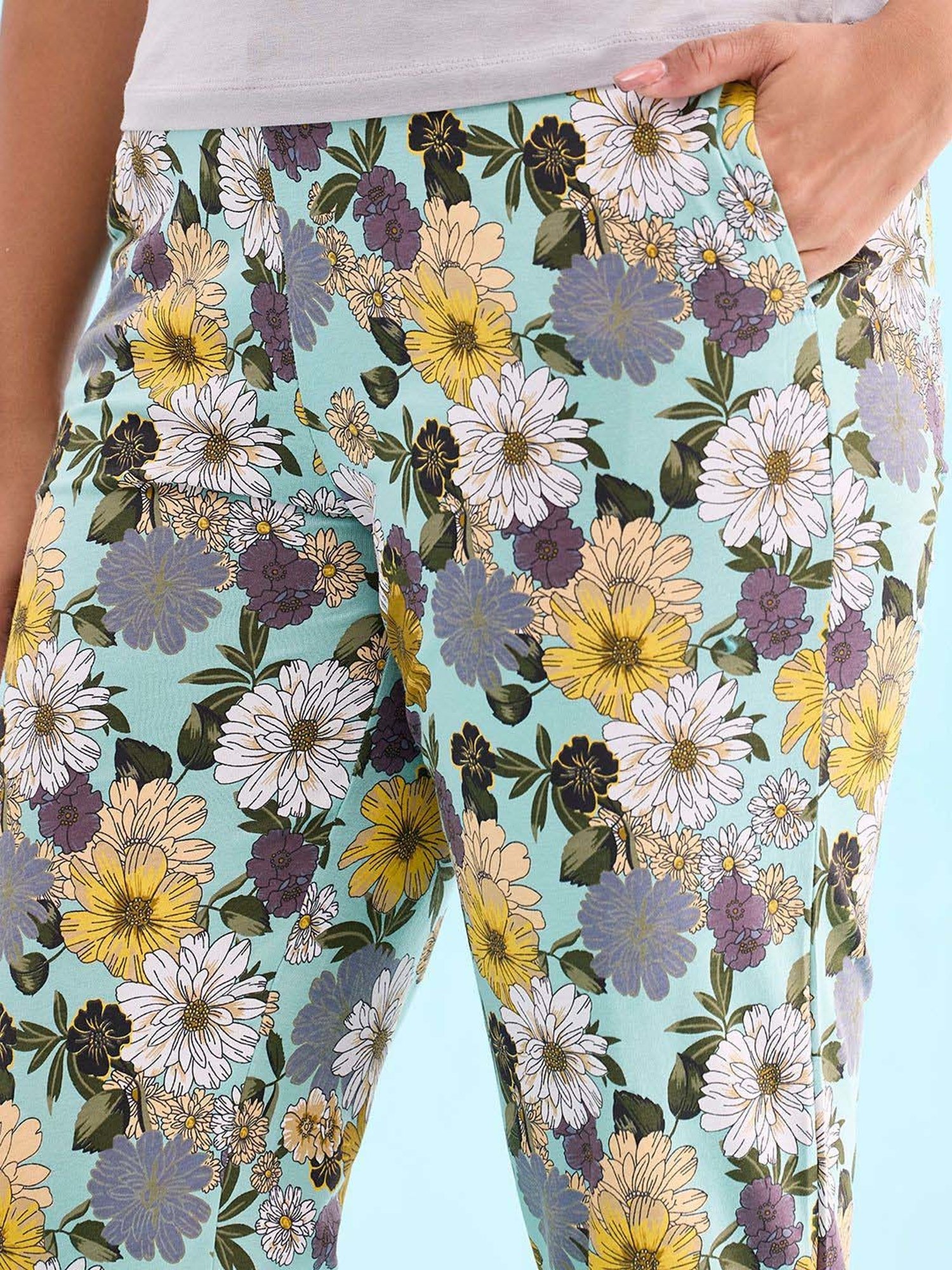 Go Colors! Green Cotton Printed Lounge Pants
