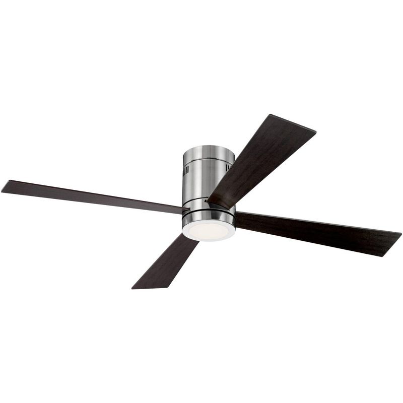 52" Casa Vieja Modern Hugger Ceiling Fan with Light LED Remote Flush Mount Brushed Nickel Oiled Bronze for Living Room Kitchen