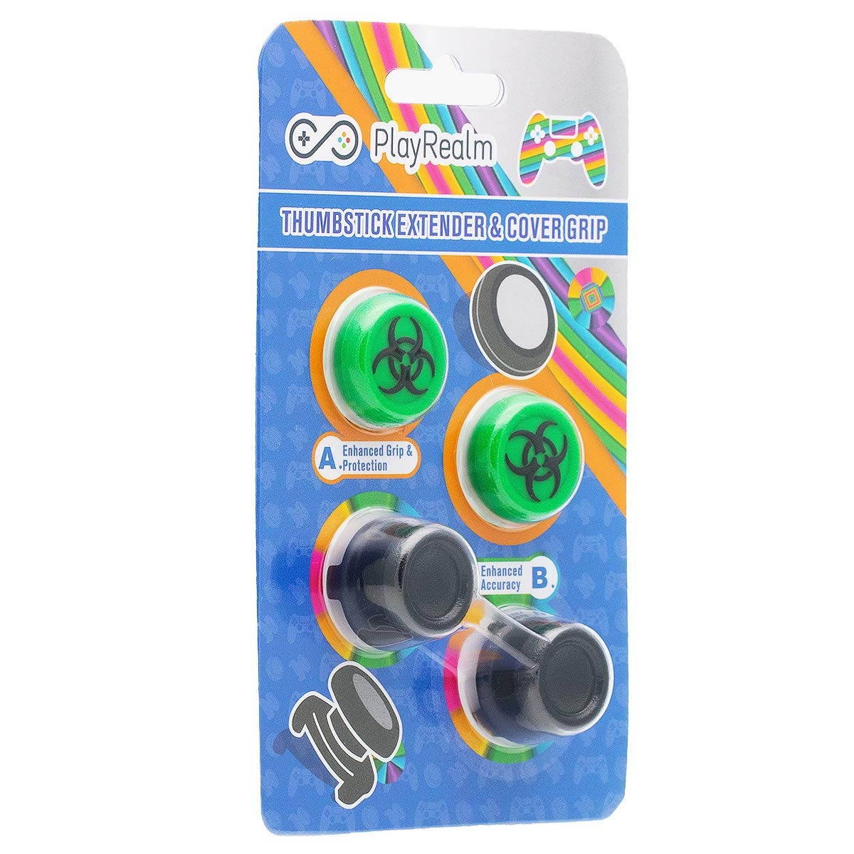 FPS Thumbstick Extender & 3D Texture Rubber Silicone Grip Cover 2 Sets for PS5 Dualsenese & PS4 Controller (BioH Green)